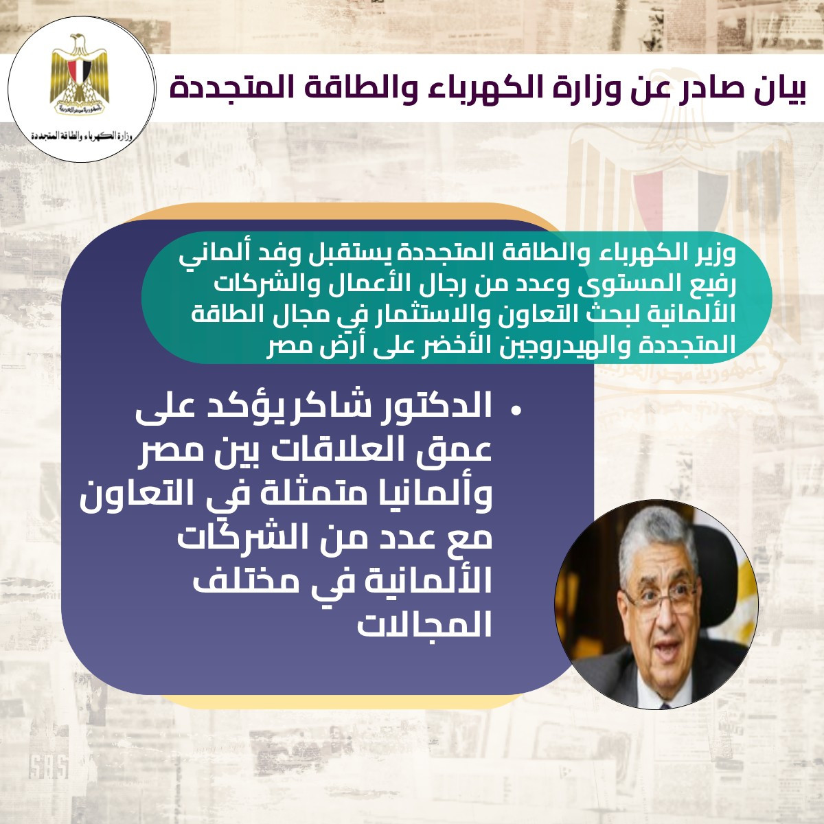 وزير الكهرباء يستقبل وفد ألمانى