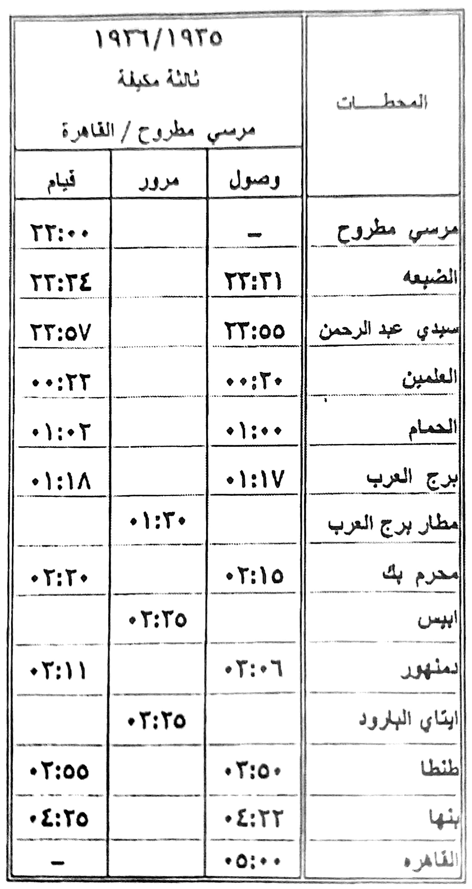 مواعيد القطارات