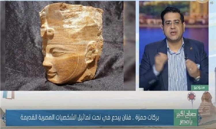 بركات حمزة فنان يبدع في نحت التماثيل الفرعونية