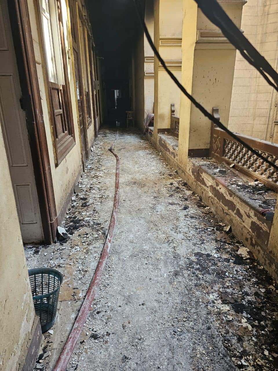 النيابة تعاين حريق الاوقاف