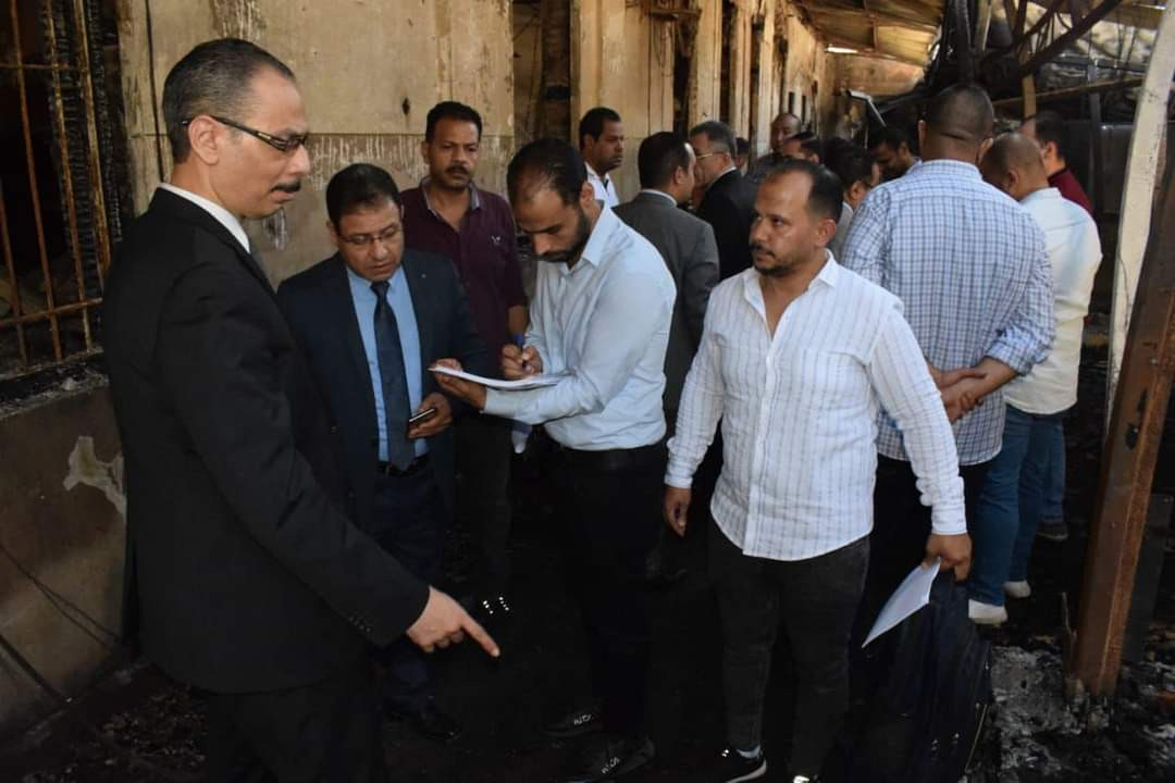 النيابة تعاين حريق الاوقاف