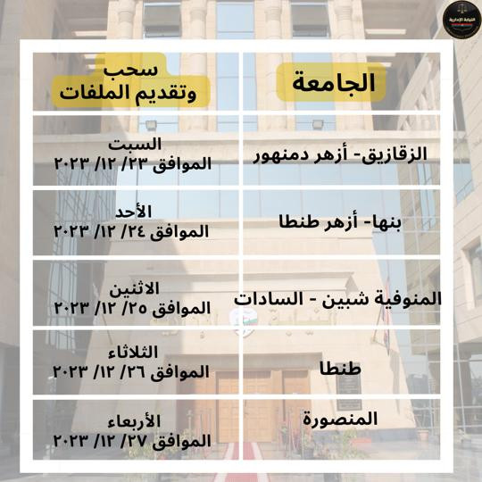 مواعيد سحب وتقديم الملفات لخريجي 2023