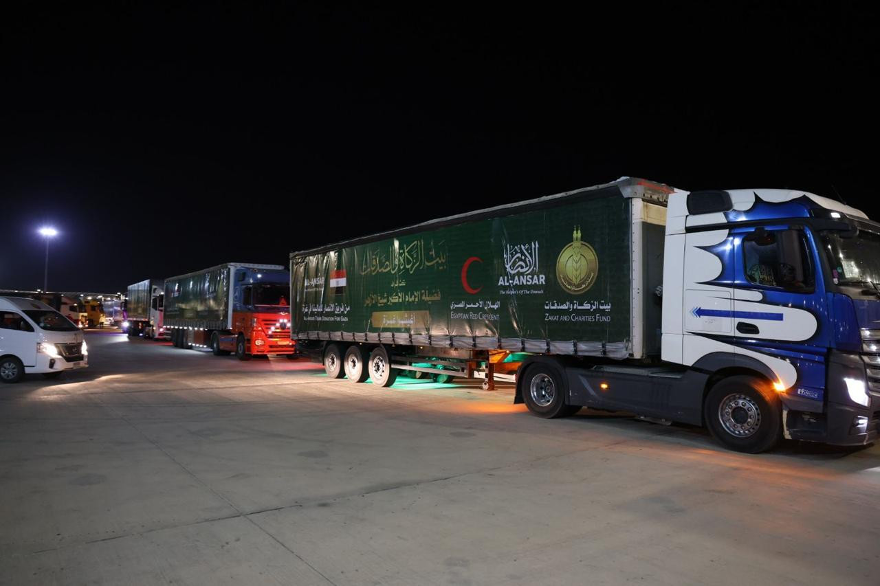 قافلة بيت الزكاة المساعدات لغزة