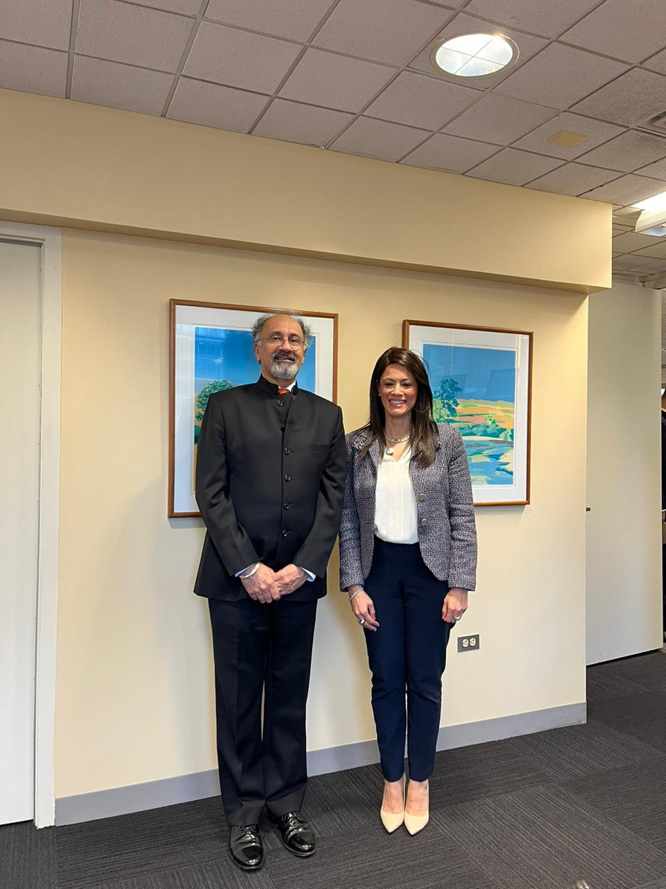 رانيا المشاط مع مسؤولي البنك الدولي