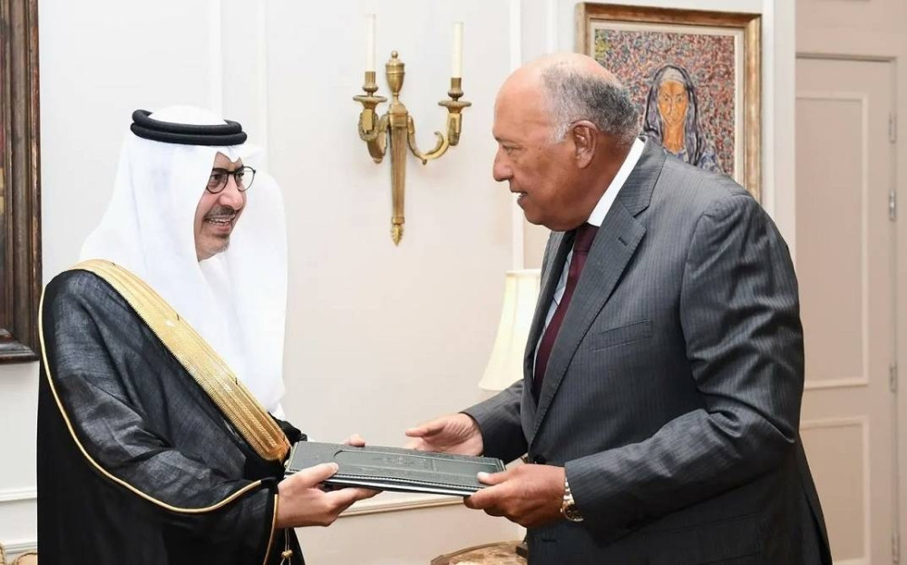 سامح شكري يستقبل السفير السعودي الجديد
