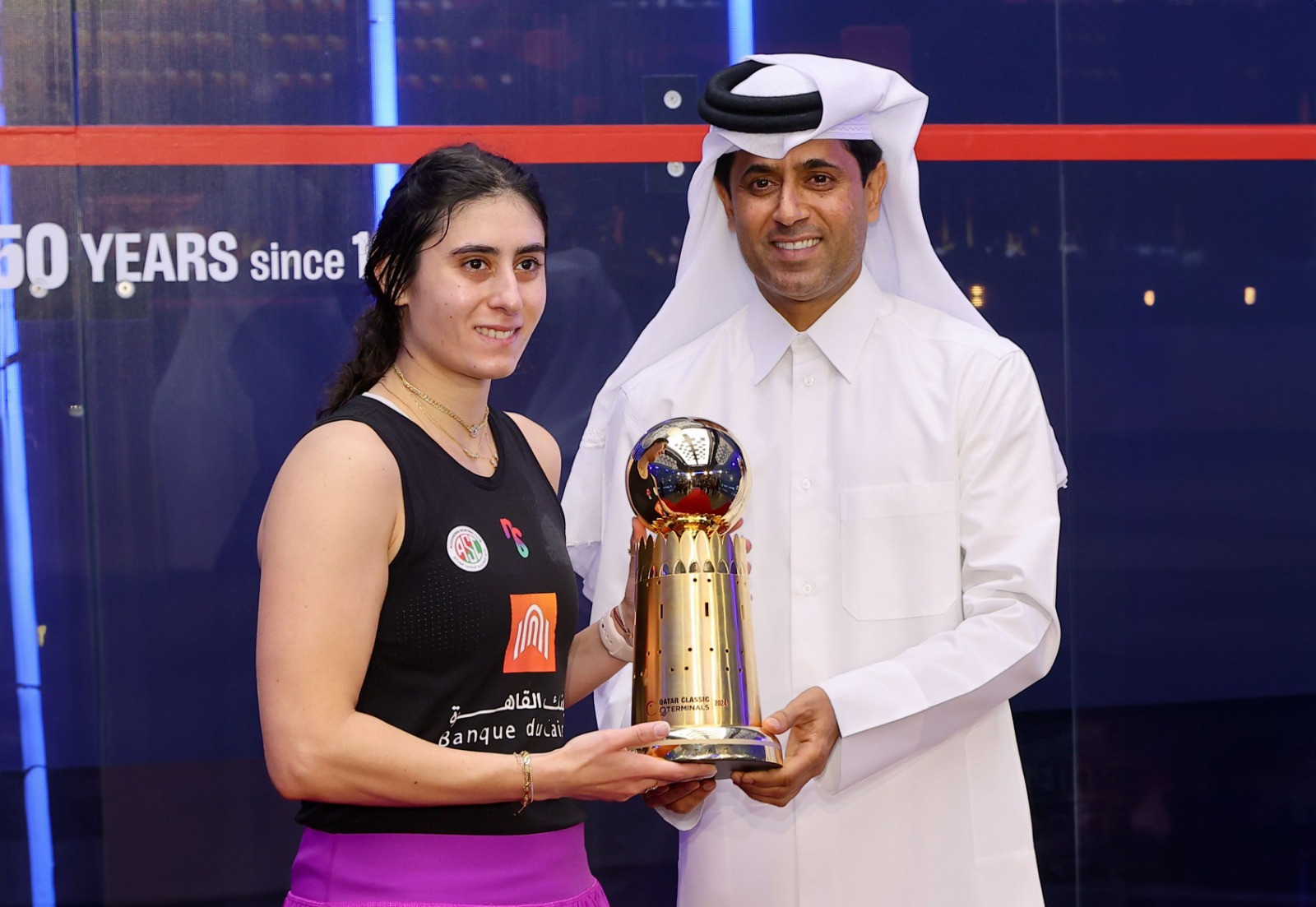 نور الشربيني بطولة قطر للاسكواش