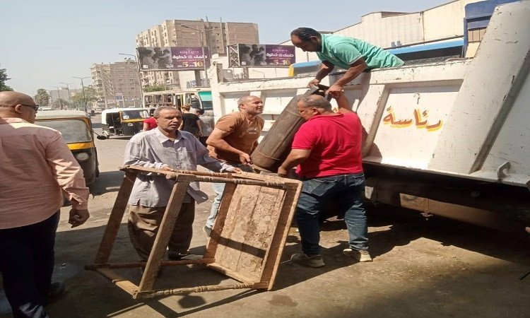 حملة مكبرة لإزالة الإشغالات ورفع المخلفات بشبرا الخيمة