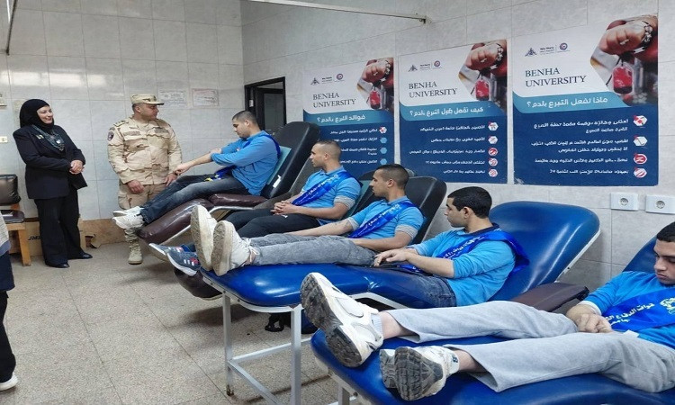 جامعة بنها وقوات الدفاع الشعبي والعسكري يطلقان حملة للتبرع بالدم