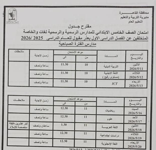 امتحانات القاهرة