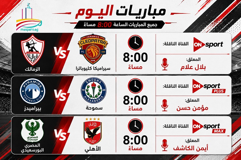القنوات والإذاعات الناقلة جولة الحسم في الدوري المصري الممتاز